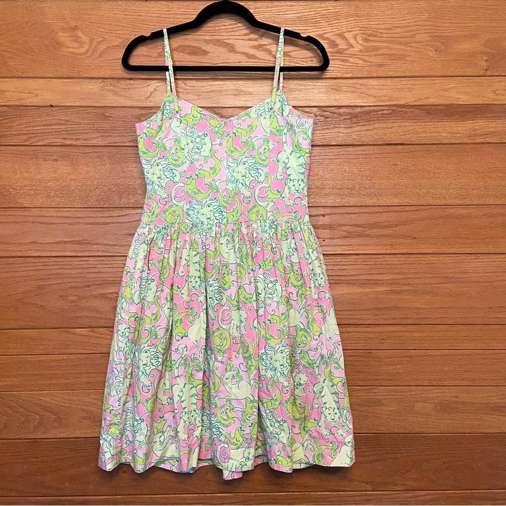 Lilly Pulitzer RARE Fried Catfish 90s Y2K Vintage lion tiger fish print dress - Picture 4 of 7
